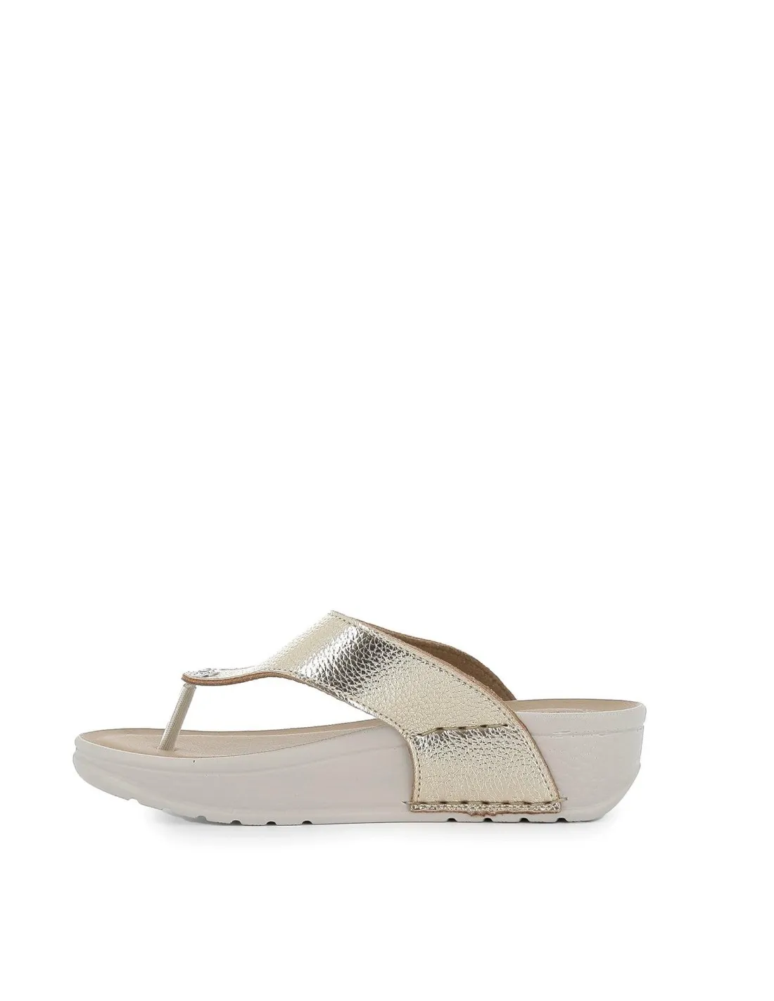 Esclava cuña anatomica de mujer metalizado dorado FLY FLOT