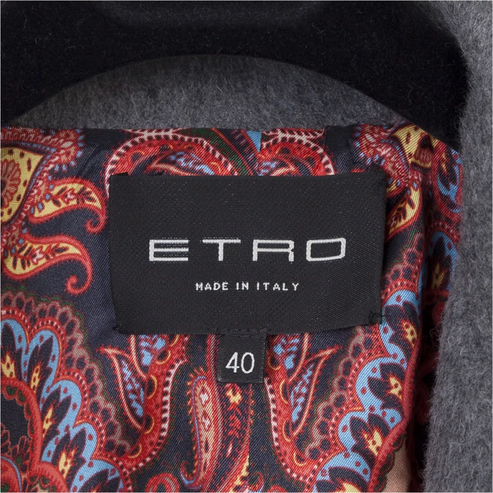 Etro Abrigo Largo Lana Gris T S