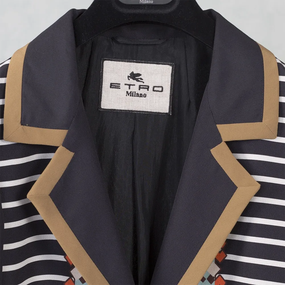 Etro Abrigo Seda Negro Estampado T 36