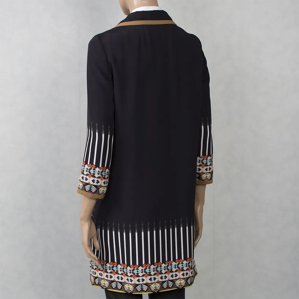 Etro Abrigo Seda Negro Estampado T 36