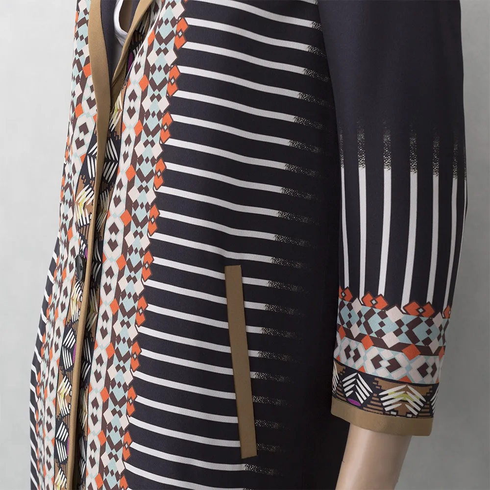 Etro Abrigo Seda Negro Estampado T 36