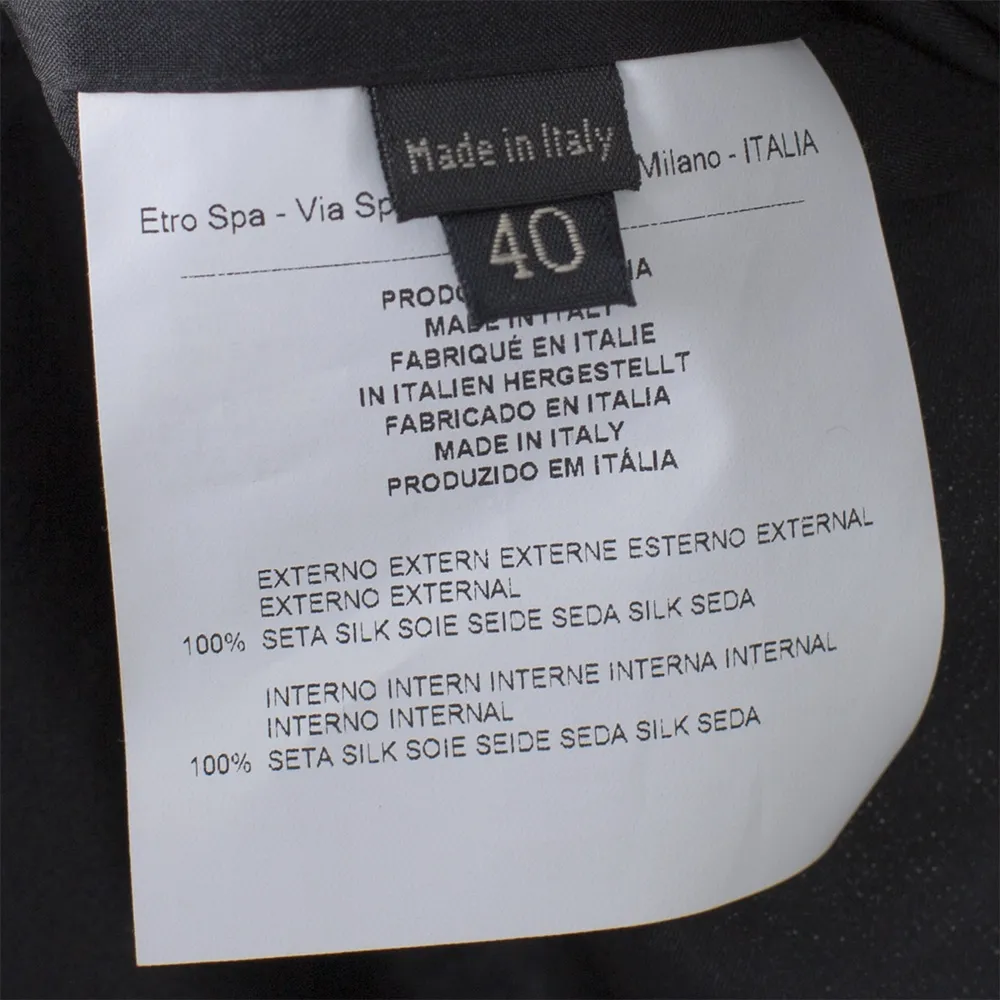Etro Abrigo Seda Negro Estampado T 36