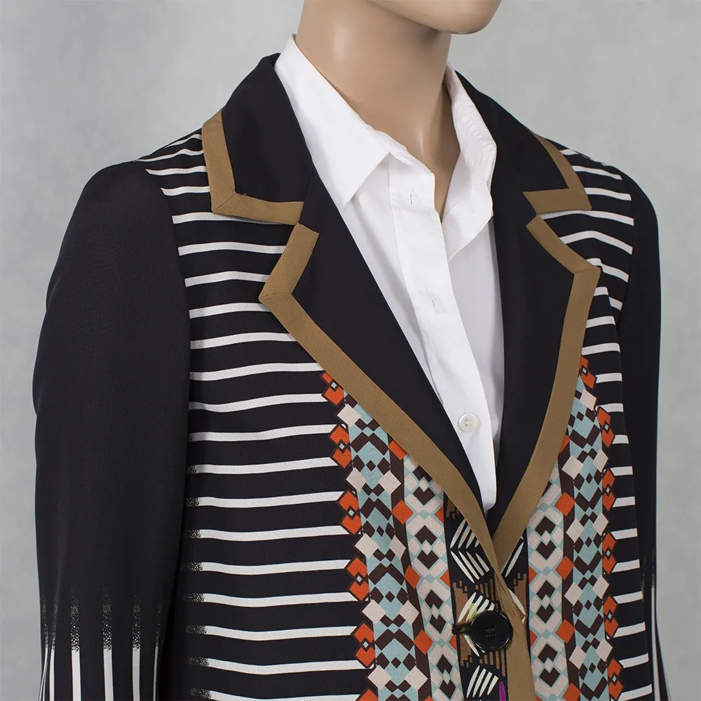 Etro Abrigo Seda Negro Estampado T 36