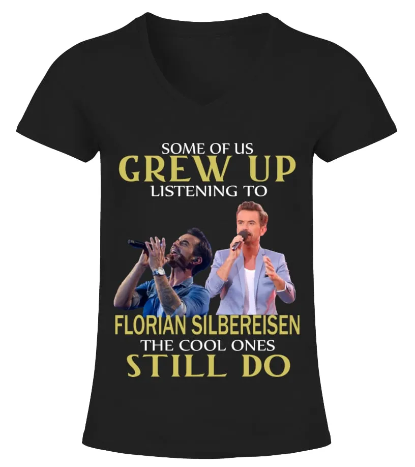 GREW UP LISTENING TO FLORIAN SILBEREISEN Camiseta cuello pico Mujer