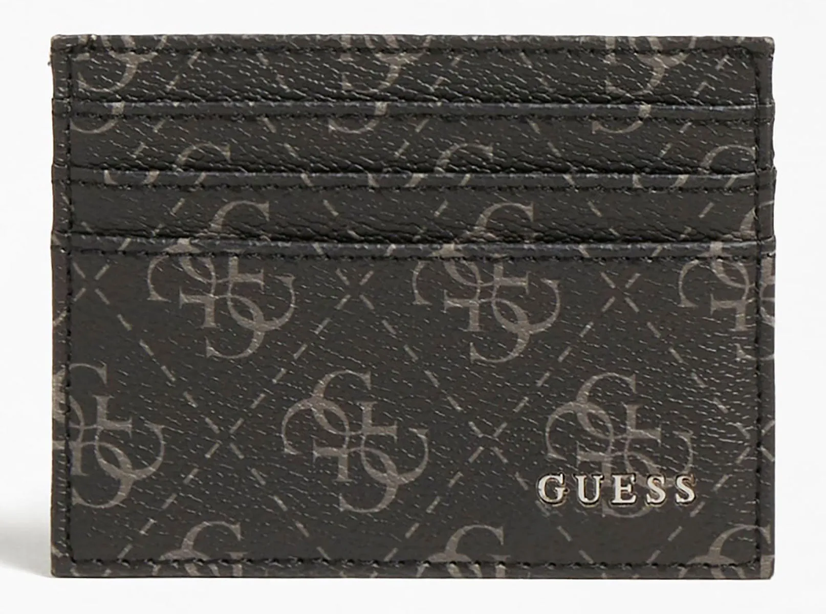 Guess Vezzola Funda de tarjeta de crédito de piel con logo 4G para hombre en carbón