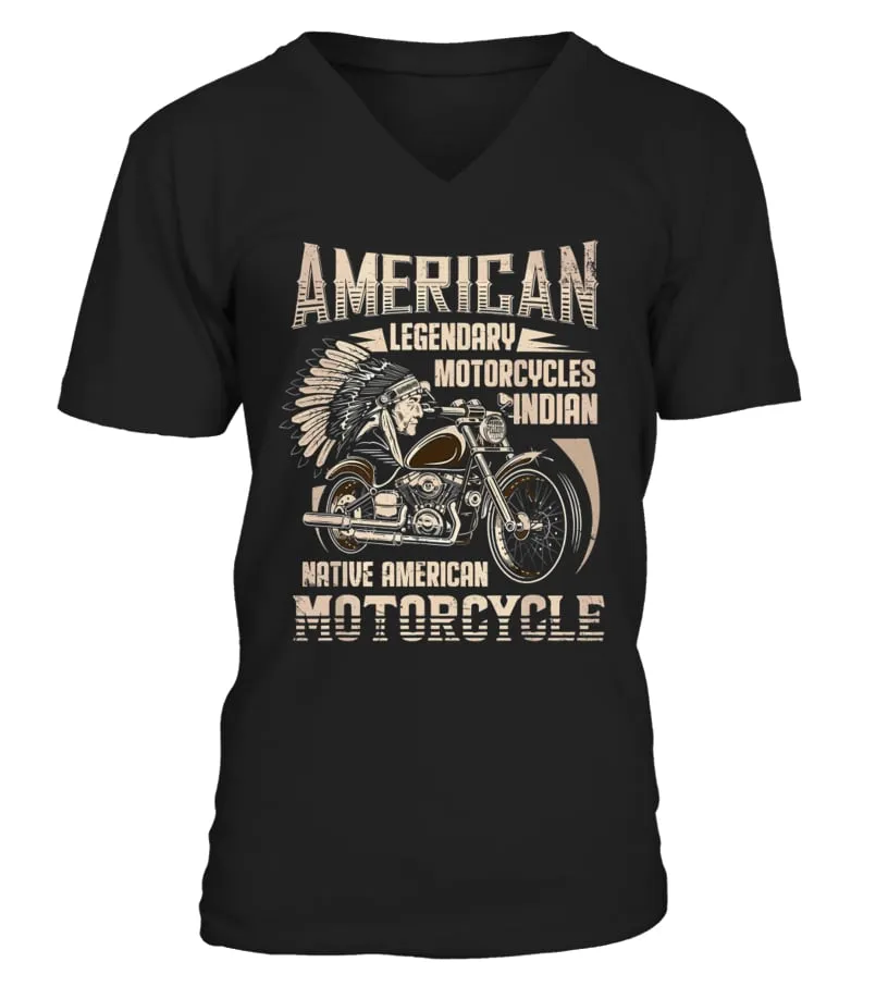 Indian Native American Motorcycle Bikers Gift Essential  Camiseta cuello en V Unisex