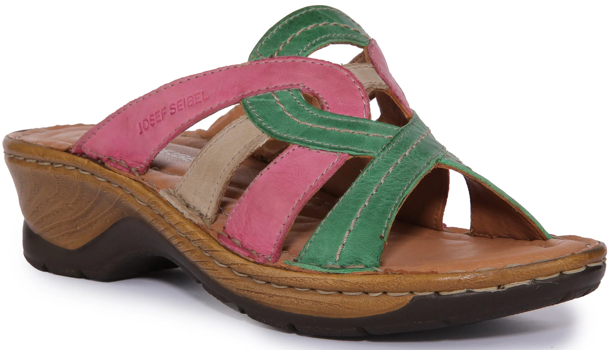 Josef Seibel Catalonia 01 Sandalia de cuña de piel para mujer en naranja