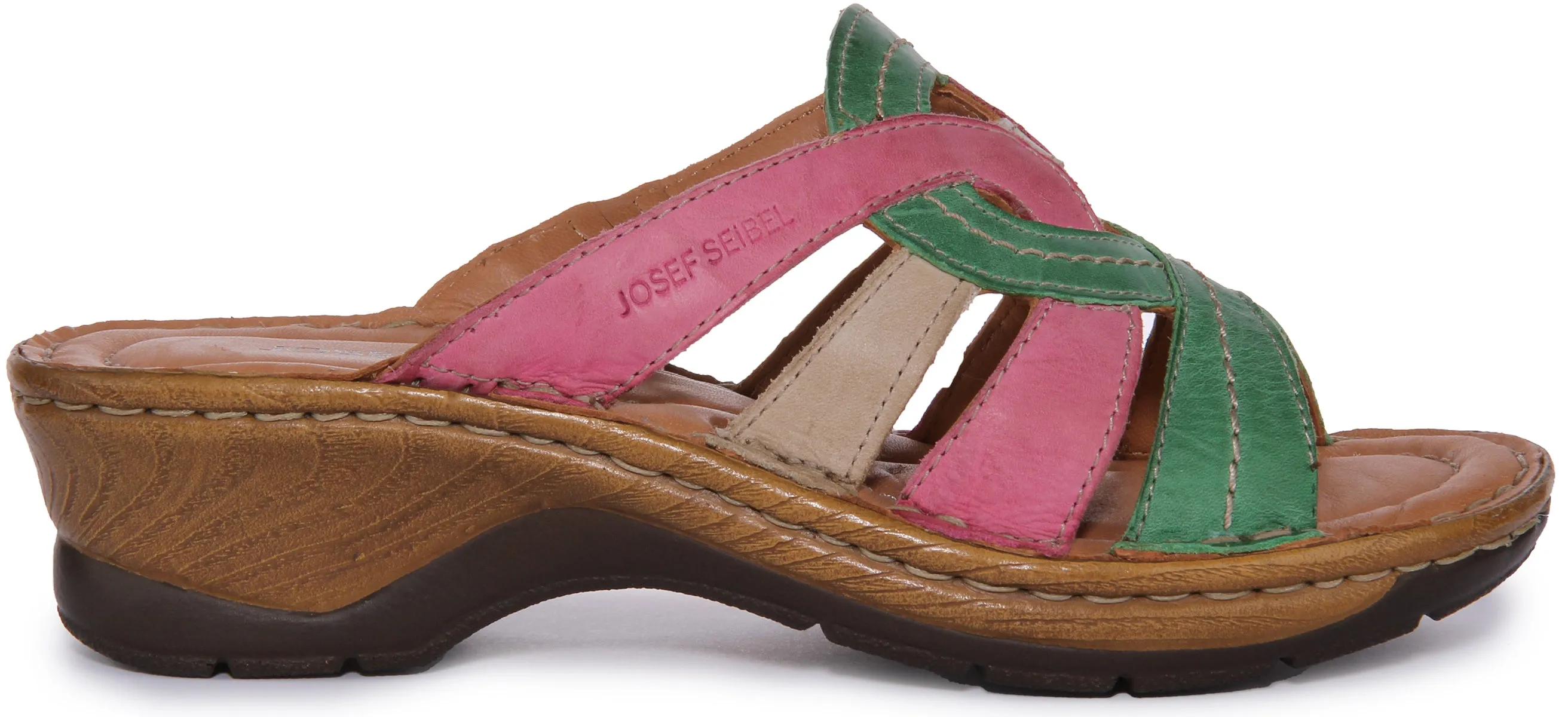 Josef Seibel Catalonia 01 Sandalia de cuña de piel para mujer en naranja