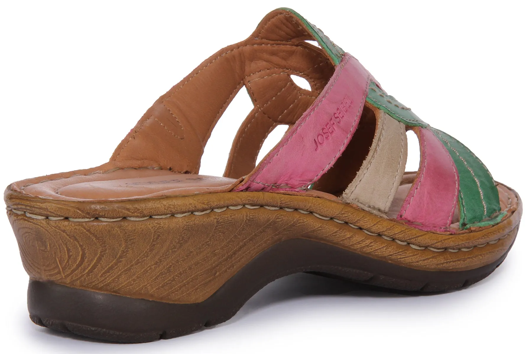 Josef Seibel Catalonia 01 Sandalia de cuña de piel para mujer en naranja