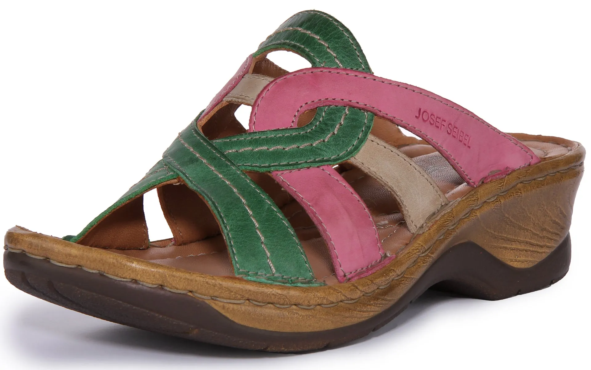 Josef Seibel Catalonia 01 Sandalia de cuña de piel para mujer en naranja