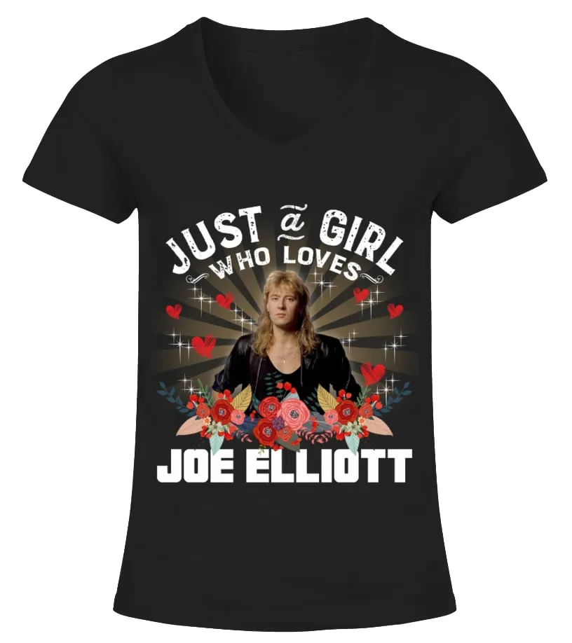 JUST A GIRL WHO LOVES JOE ELLIOTT Camiseta cuello pico Mujer