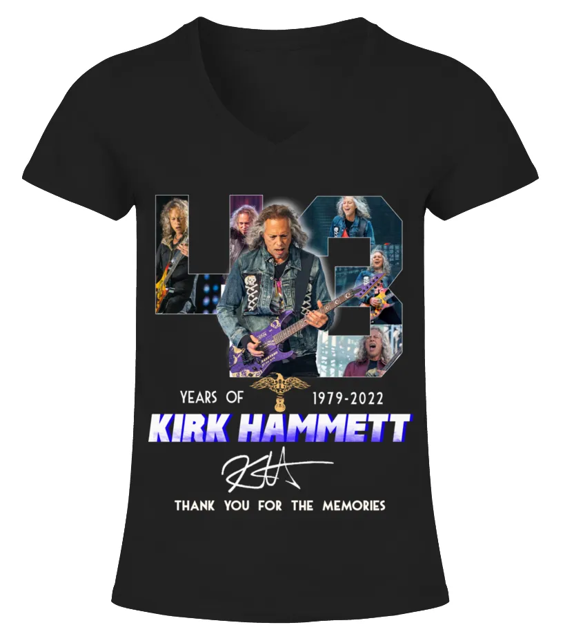KIRK HAMMETT 43 YEARS OF 19792022 CAMISETA CUELLO PICO MUJER