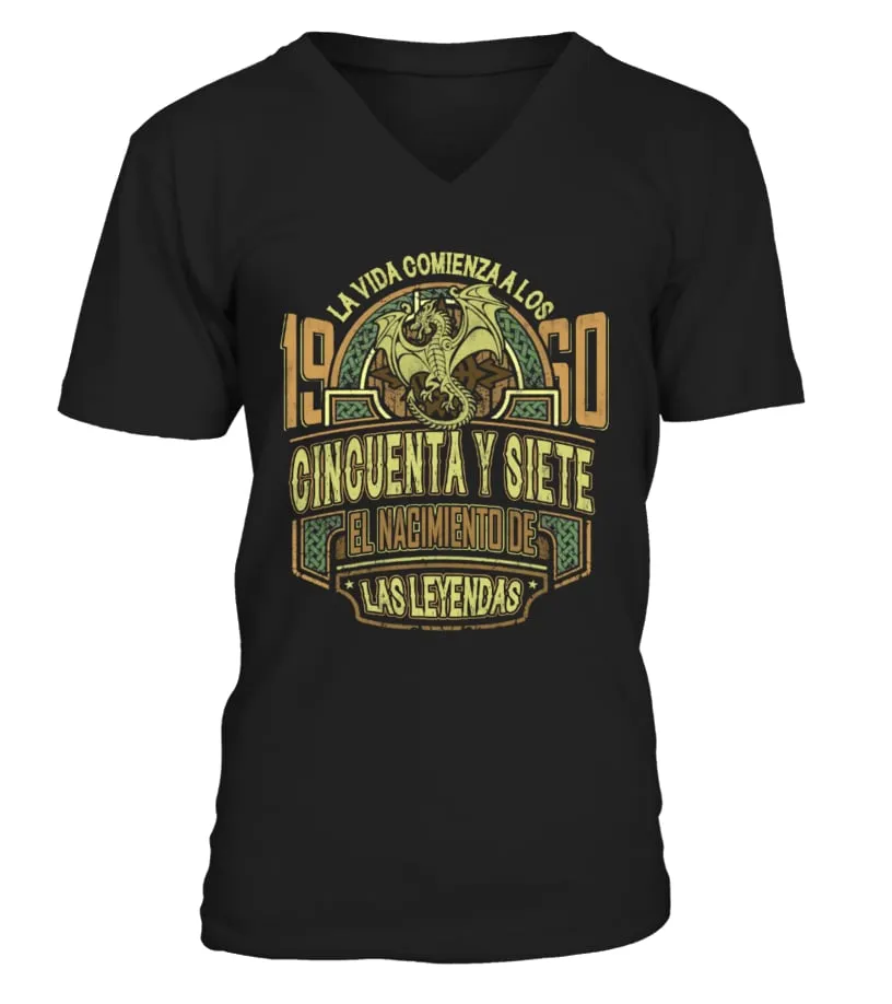 La vida comienza a los 1960 cincuenta y siete, el nacimiento de las leyendas Camiseta cuello en V Unisex