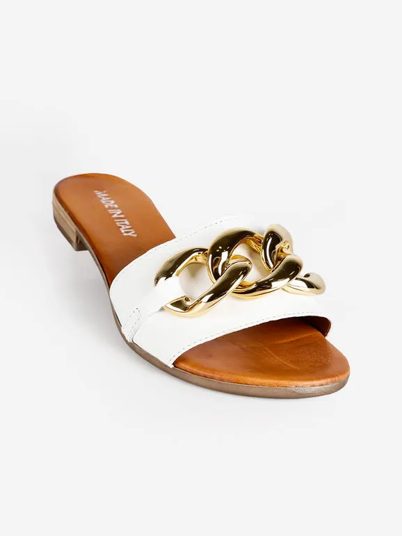 Made In Italy Zapatillas de piel con cadena