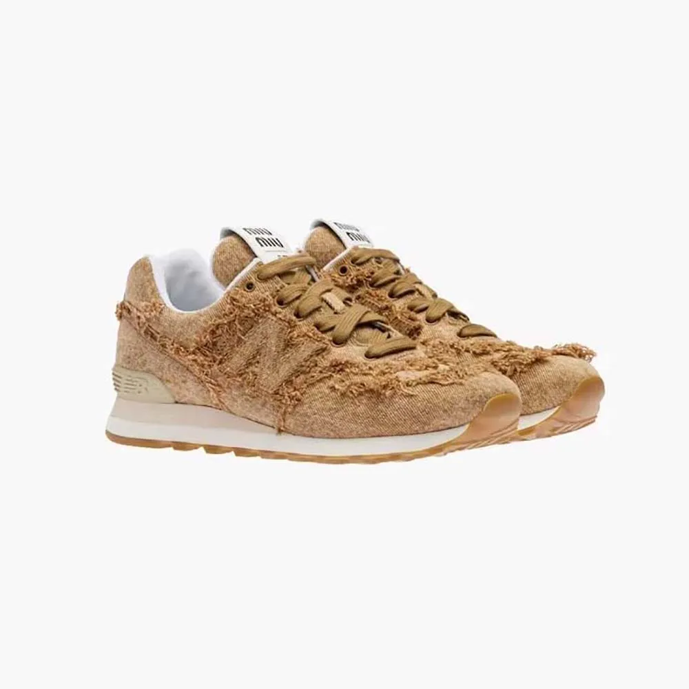 MIU MIU MUJER NEW BALANCE 574 X MIU MIU ZAPATILLAS DENIM MARBLEIZEDMARRóN