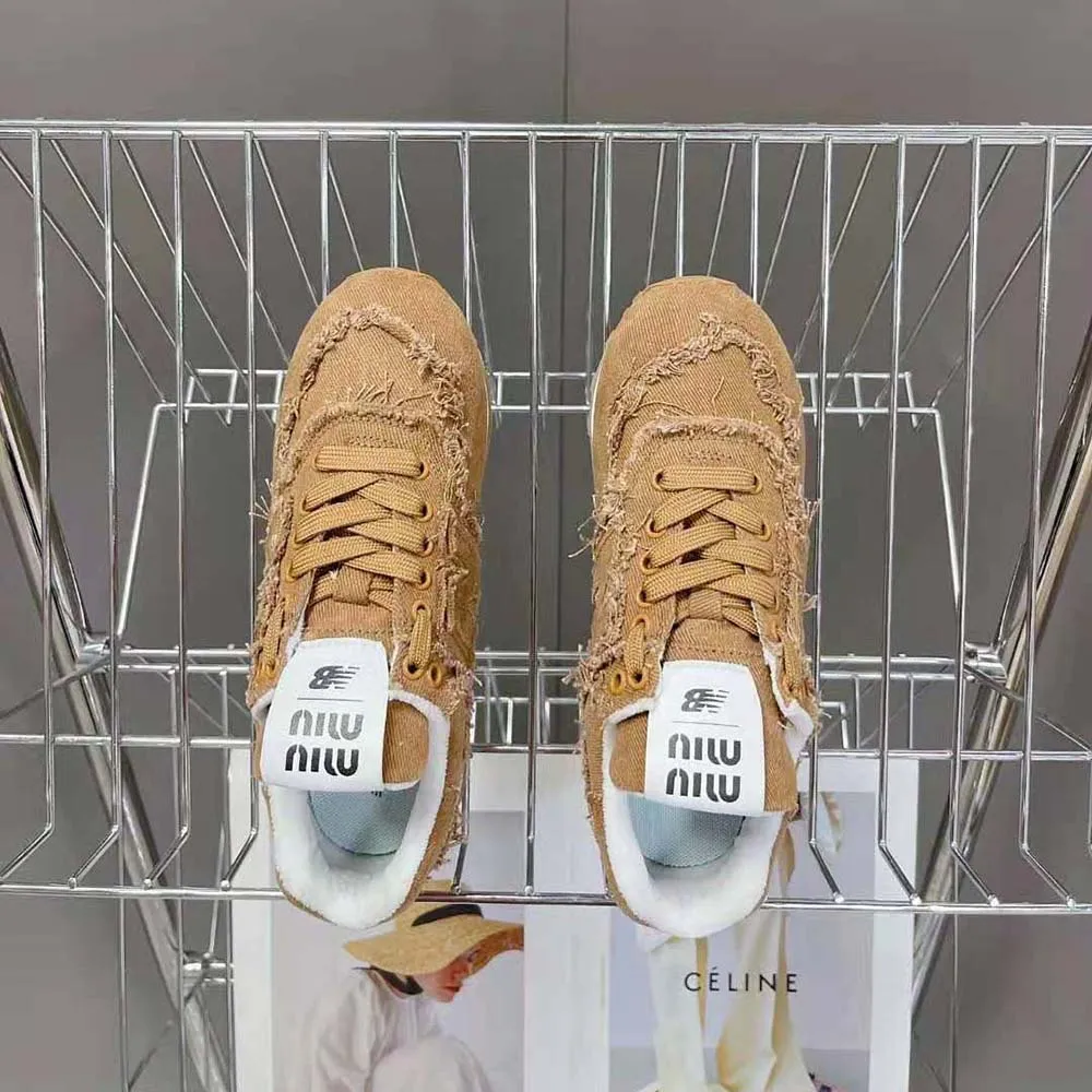 MIU MIU MUJER NEW BALANCE 574 X MIU MIU ZAPATILLAS DENIM MARBLEIZEDMARRóN