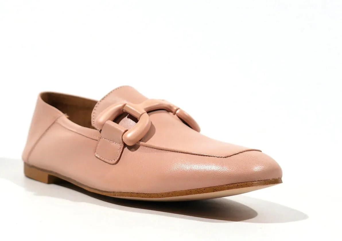 Mocasines de piel con adorno de pasta al tono para mujer