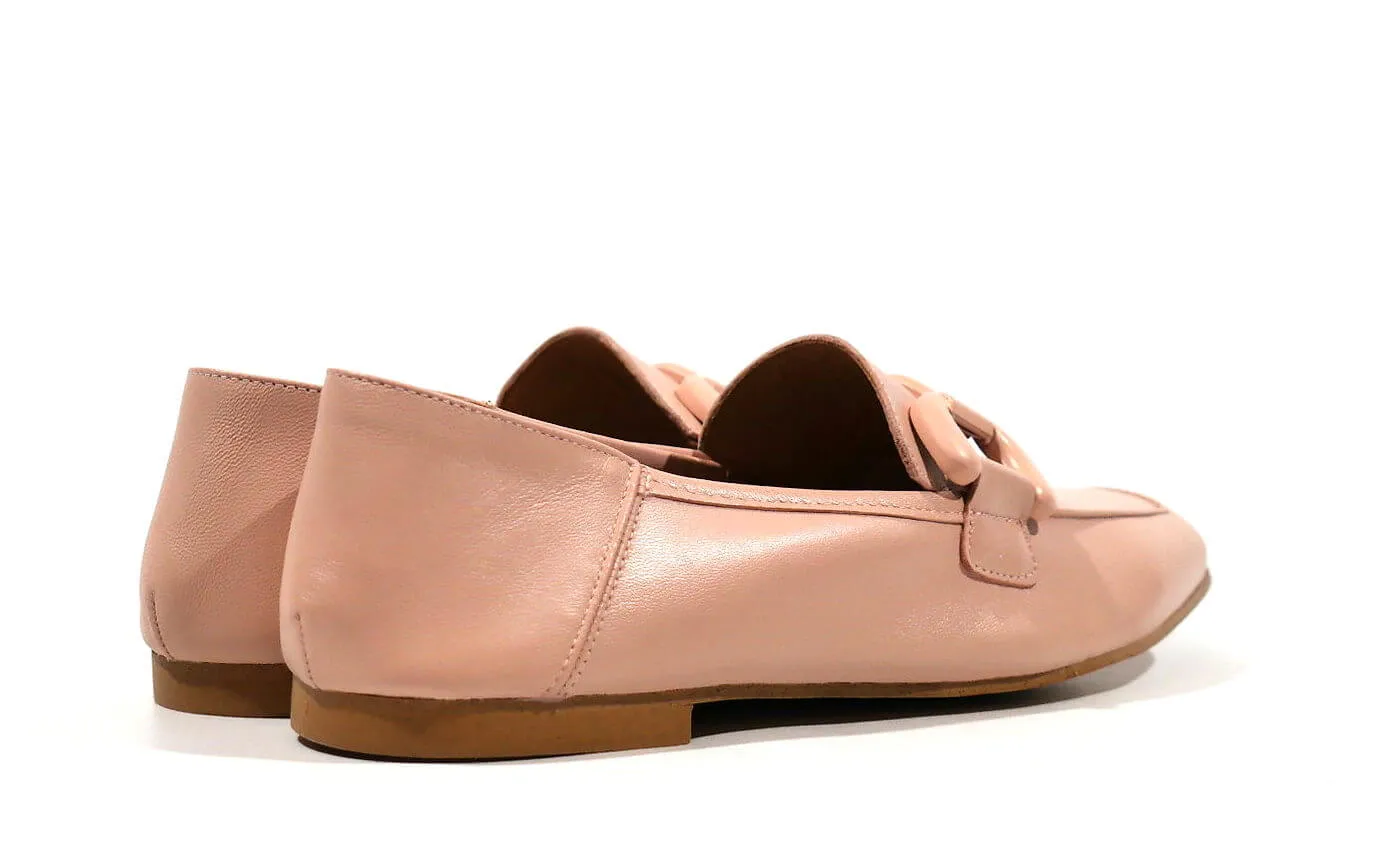 Mocasines de piel con adorno de pasta al tono para mujer