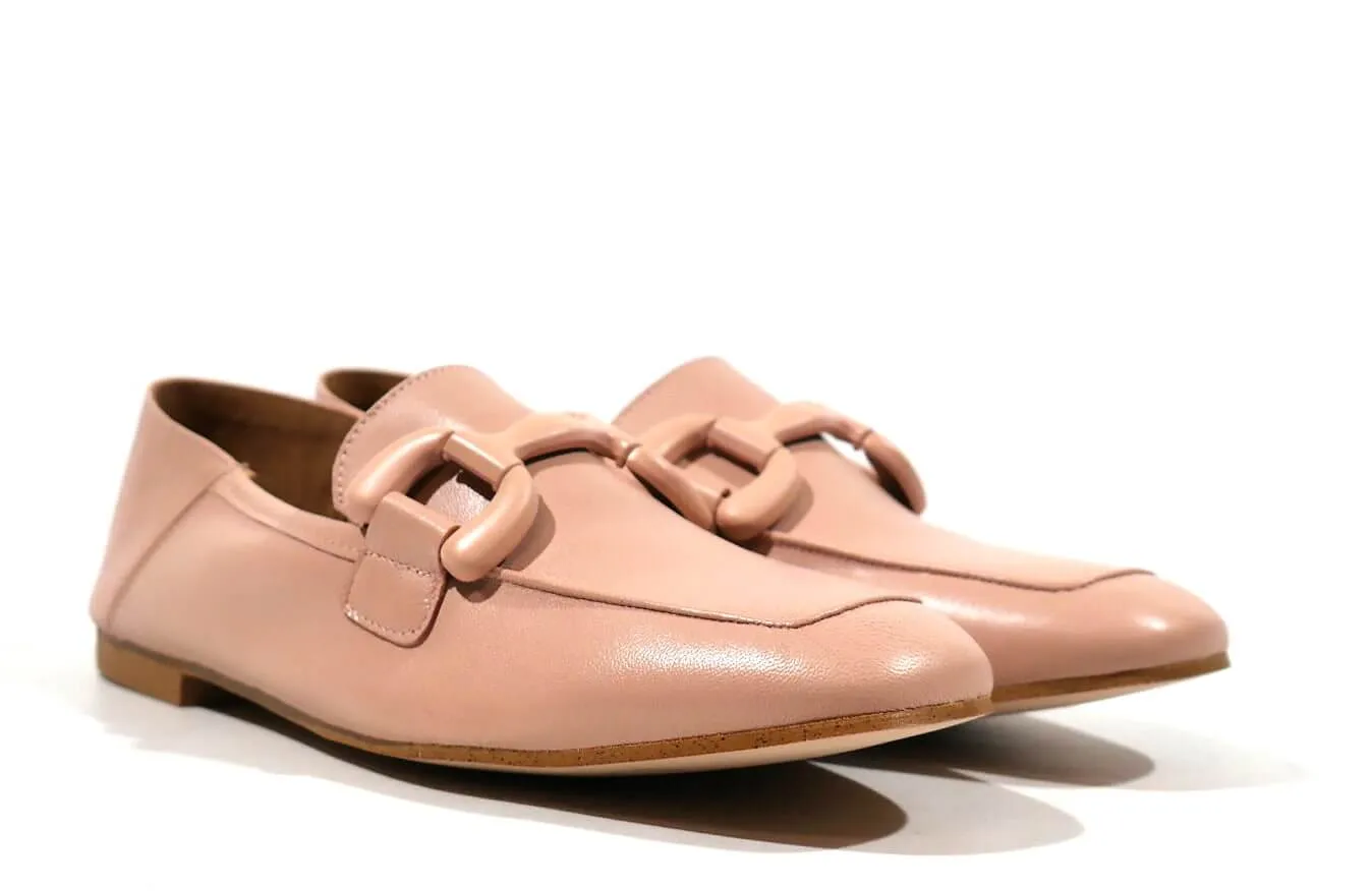 Mocasines de piel con adorno de pasta al tono para mujer