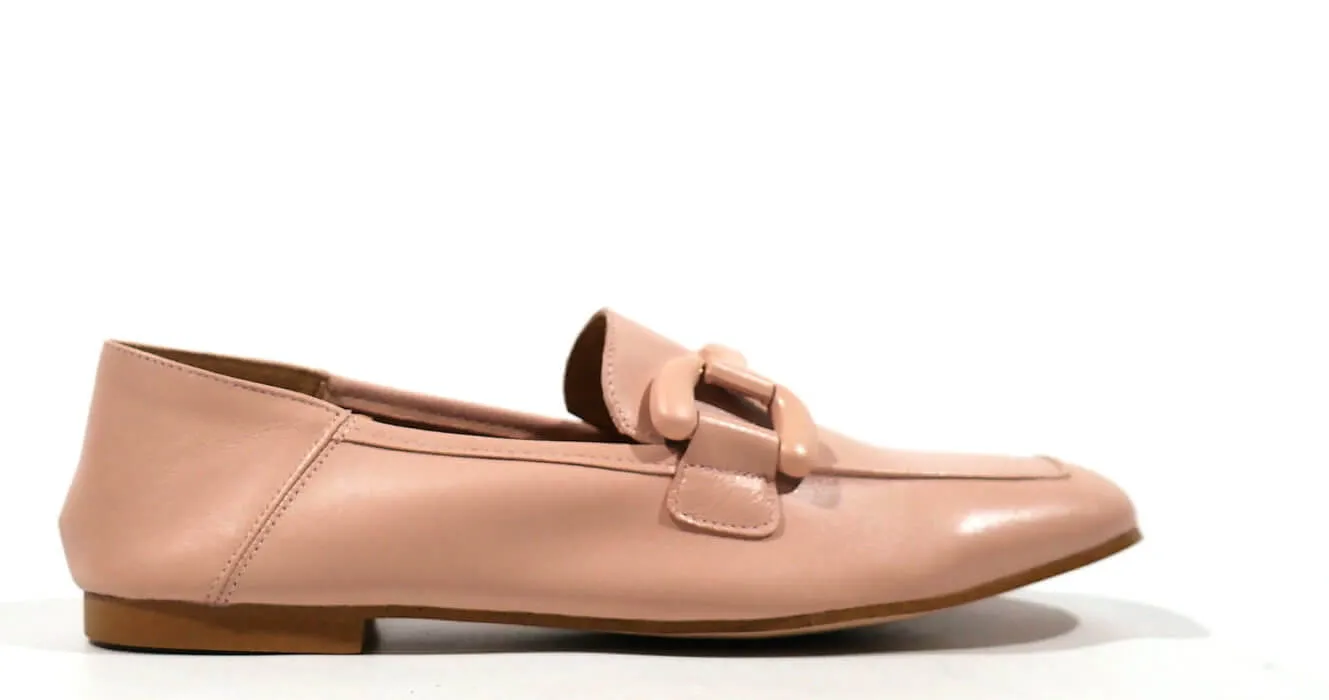 Mocasines de piel con adorno de pasta al tono para mujer