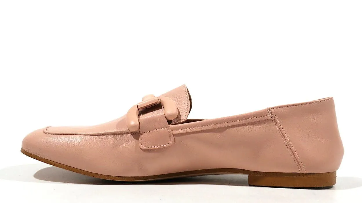 Mocasines de piel con adorno de pasta al tono para mujer