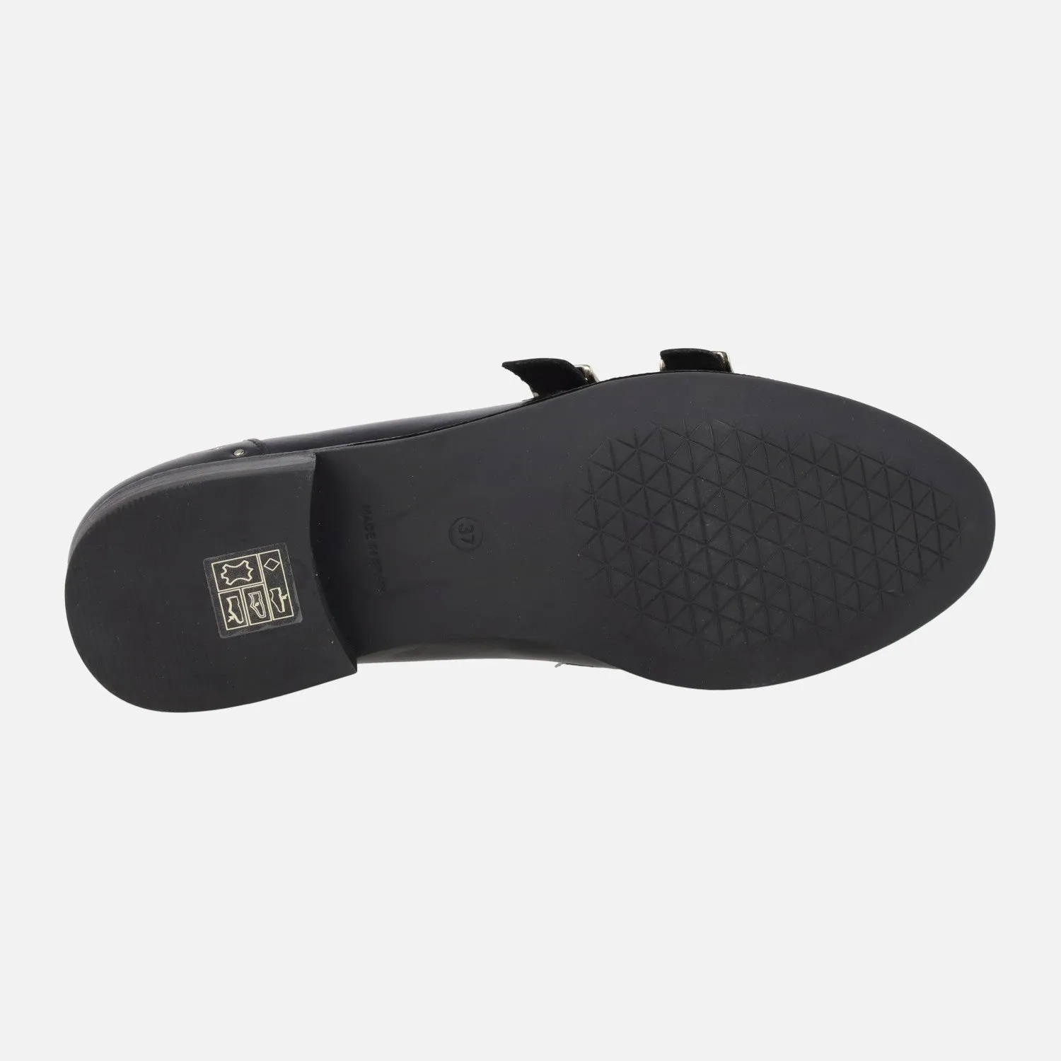Mocasines de piel para mujer con hebillas y tachuelas