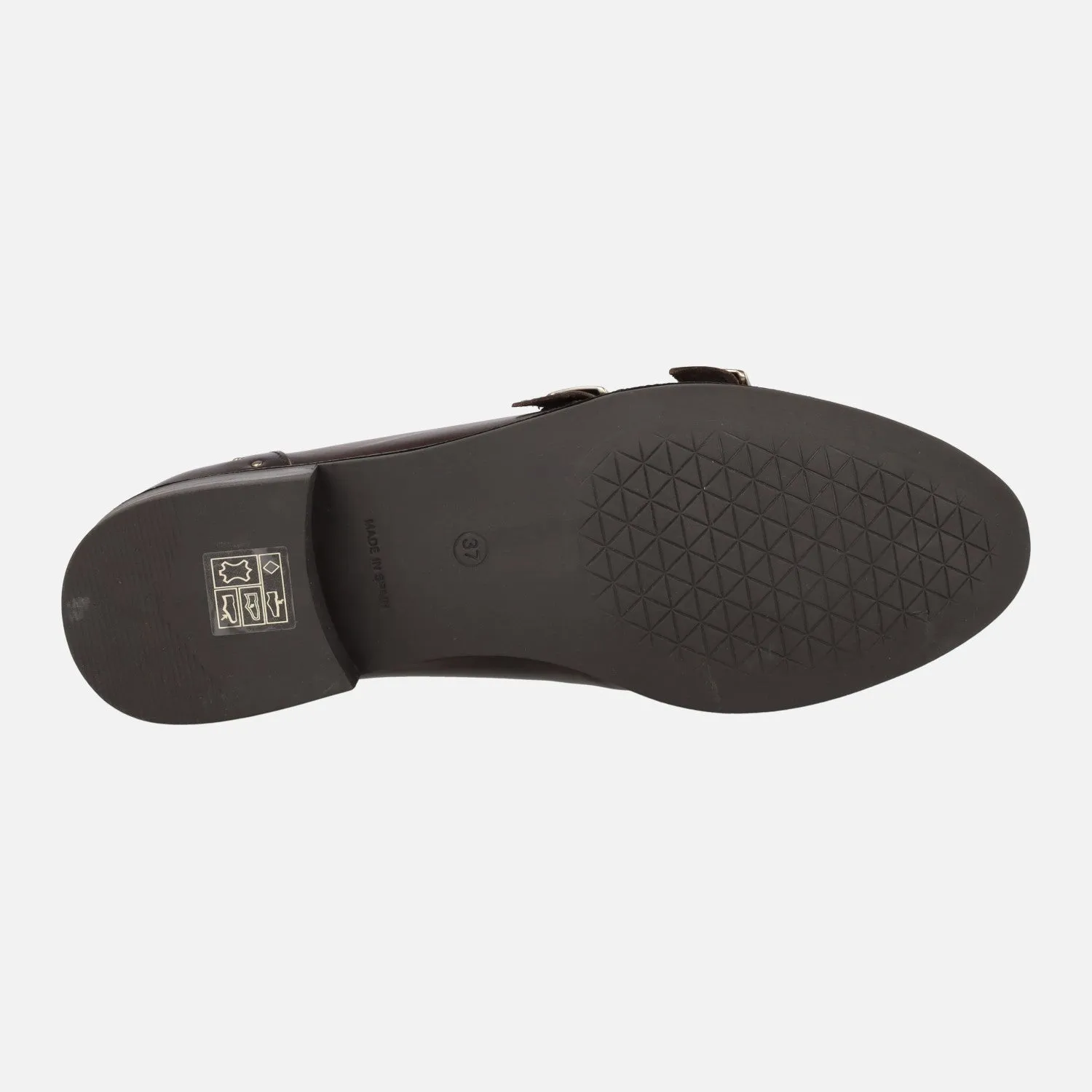 Mocasines de piel para mujer con hebillas y tachuelas