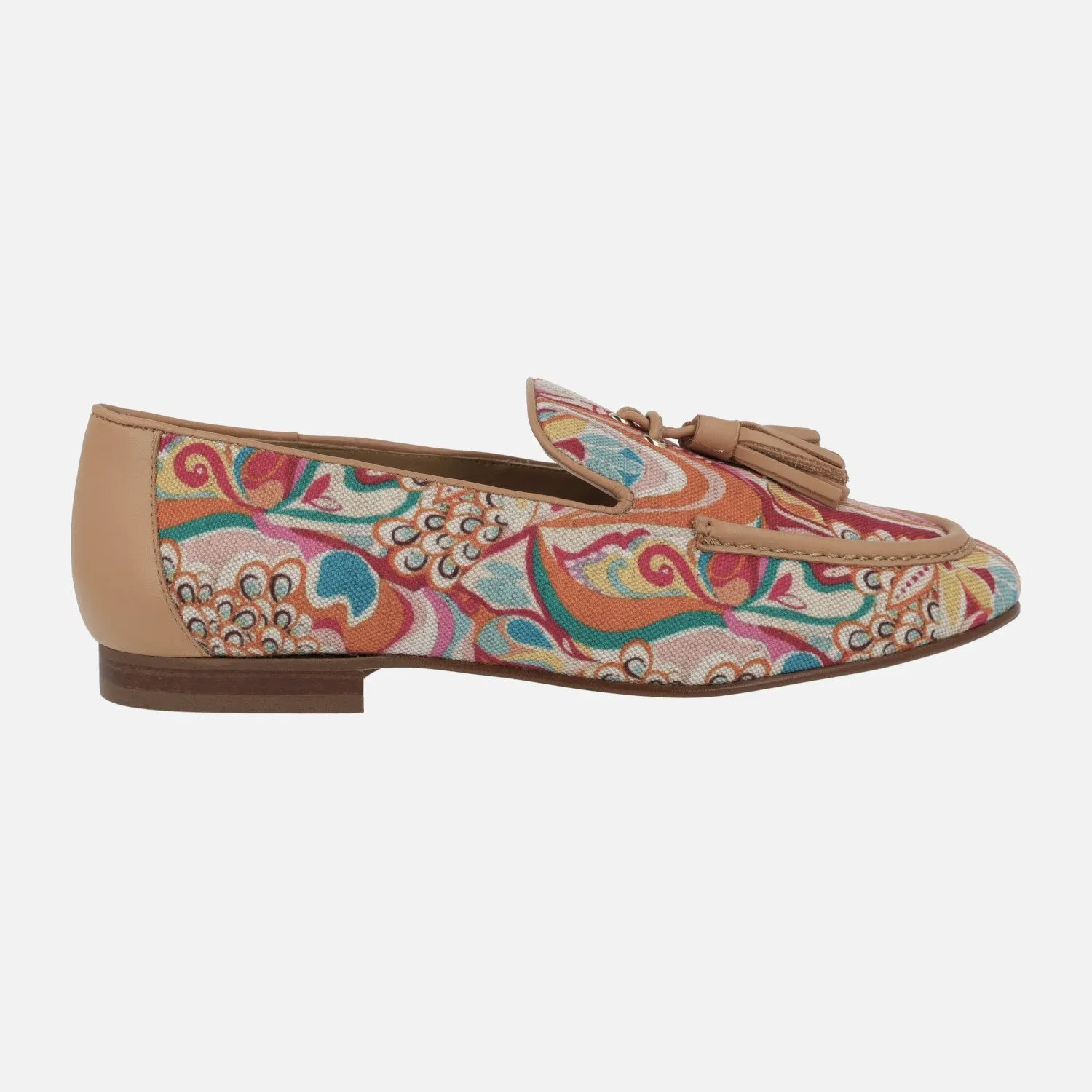 Mocasines de piel y tejido estampado multicolor Etosha
