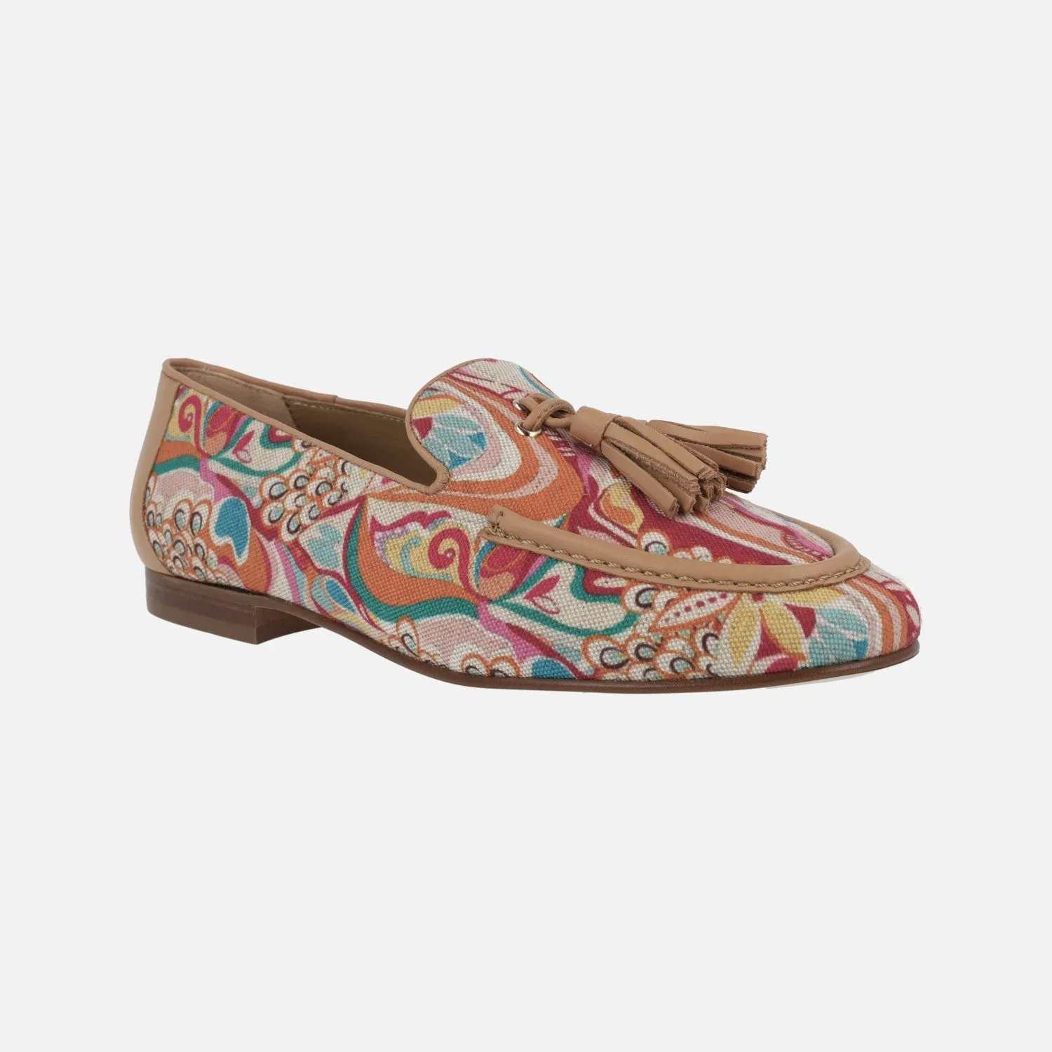 Mocasines de piel y tejido estampado multicolor Etosha