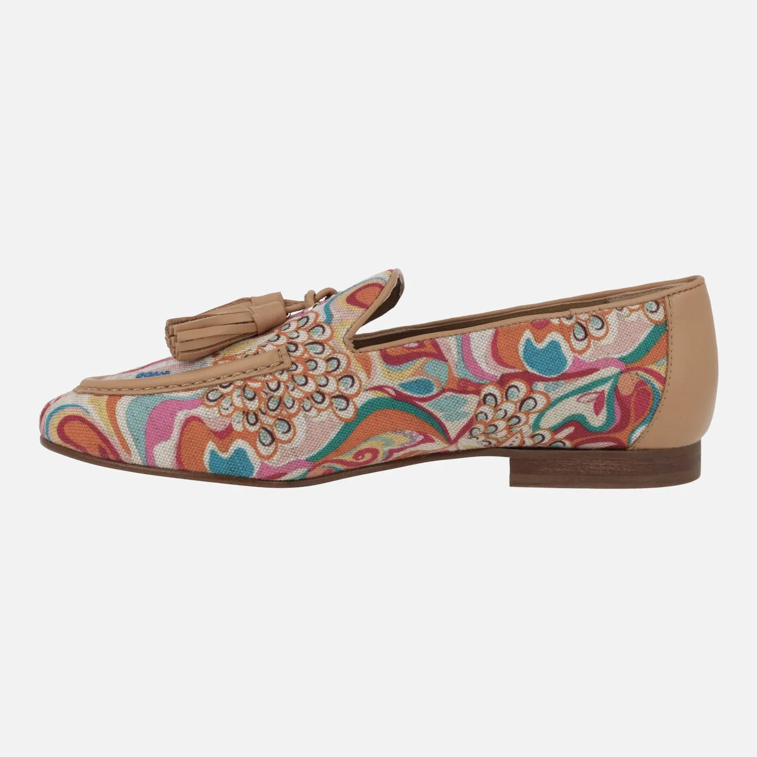 Mocasines de piel y tejido estampado multicolor Etosha
