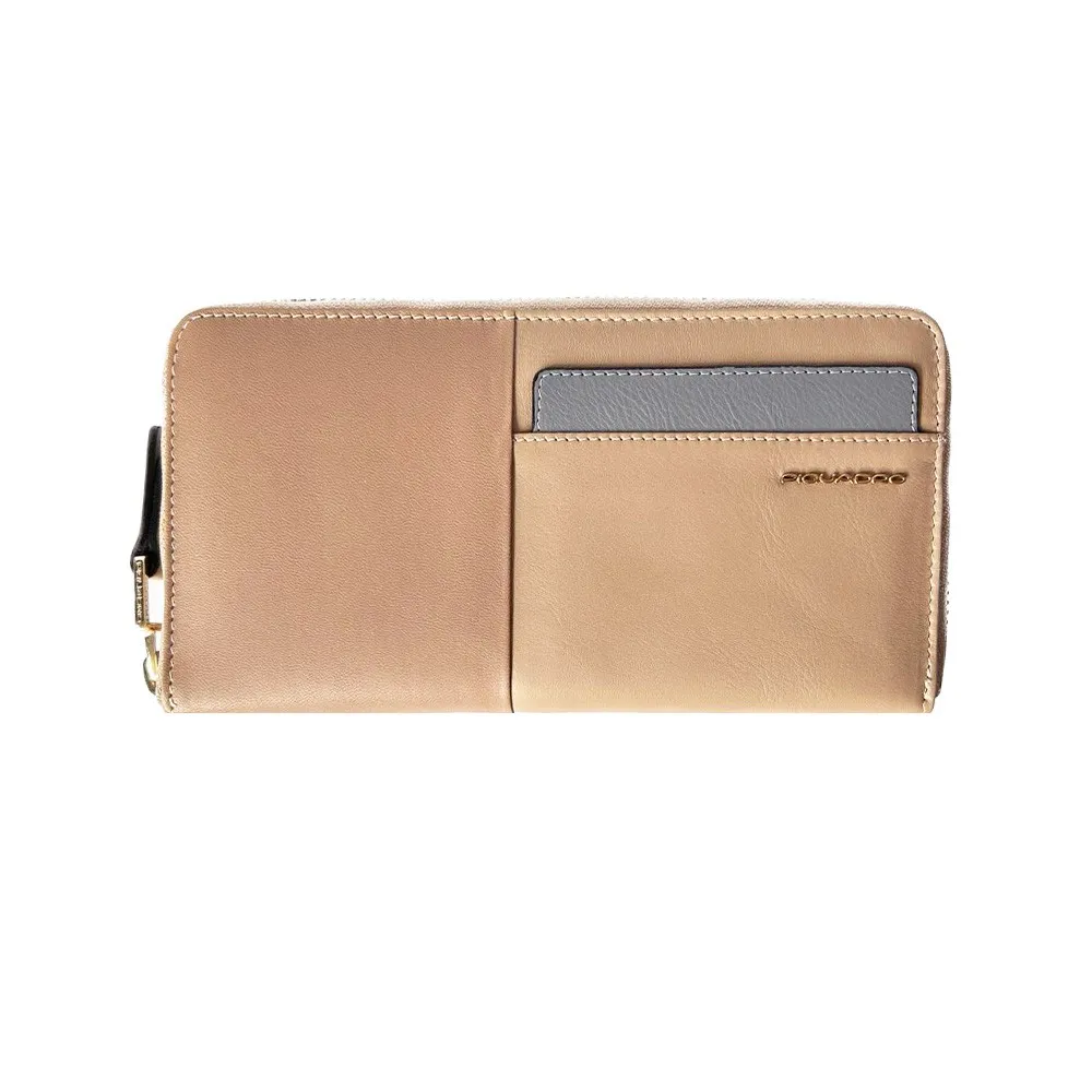 Monedero de Piel Piquadro PD1515W100R/SA Color Beige/Arena