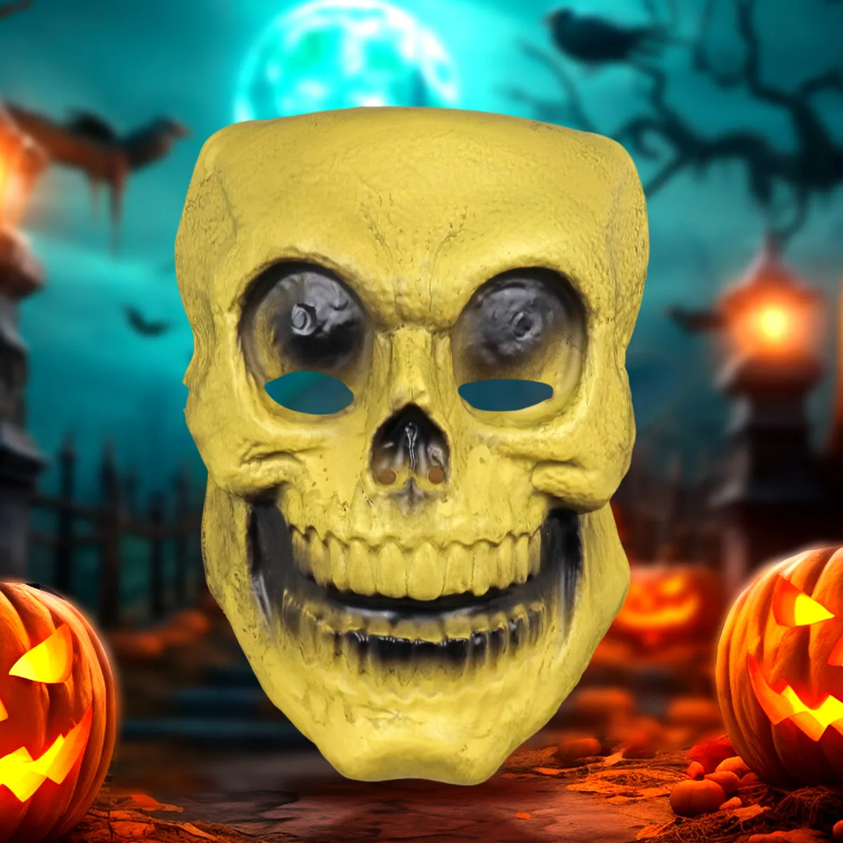 Máscara con Diseo de Cráneo Sonriente para Disfraz de Halloween