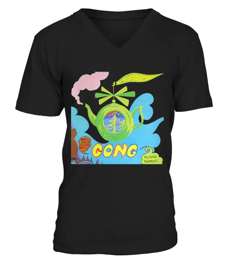 RK70S561BK. GONG  FLYING TEAPOT  RADIO GNOME INVISIBLE, PT. 1 CAMISETA CUELLO EN V UNISEX