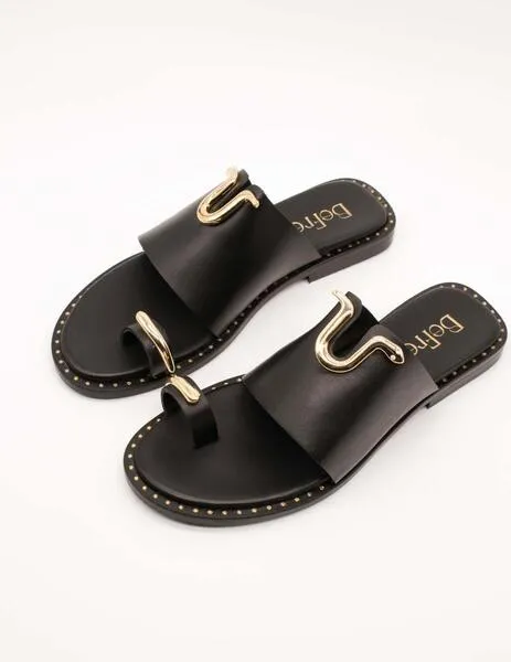 SANDALIA BE FREE RIGA610 LEATHER BLACK DE MUJER