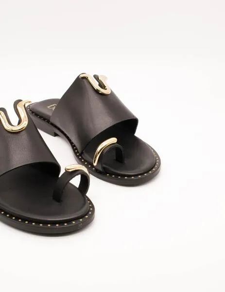 SANDALIA BE FREE RIGA610 LEATHER BLACK DE MUJER