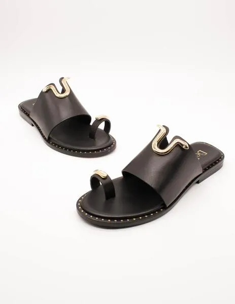 SANDALIA BE FREE RIGA610 LEATHER BLACK DE MUJER