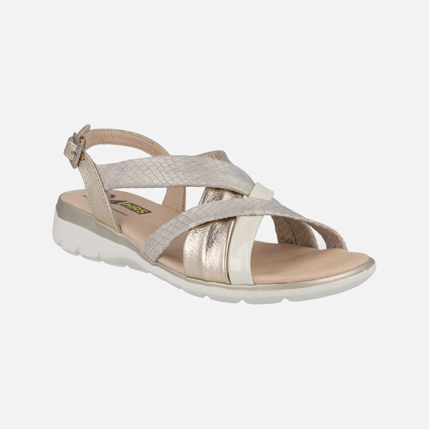 Sandalias confort de piel con tiras combinadas