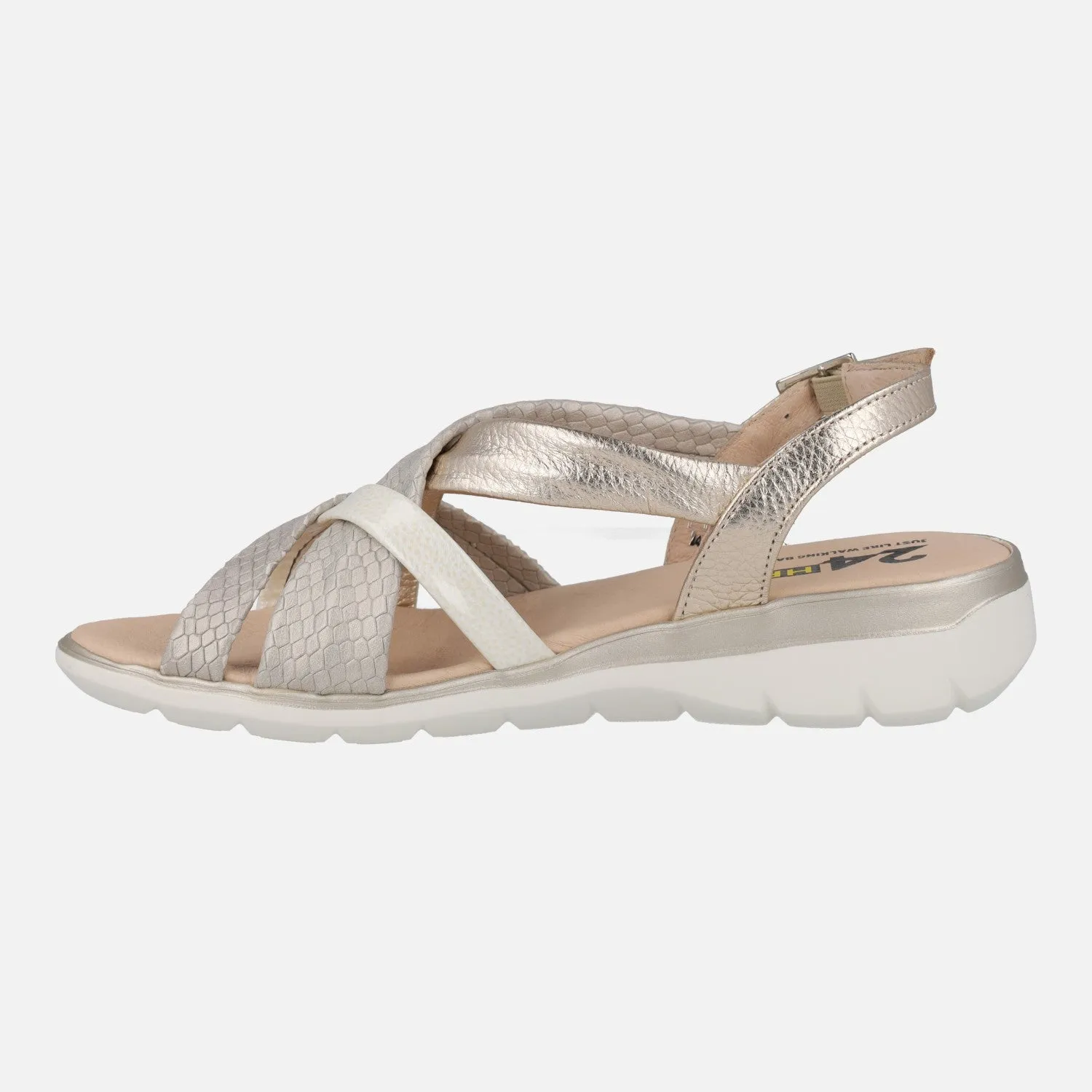 Sandalias confort de piel con tiras combinadas