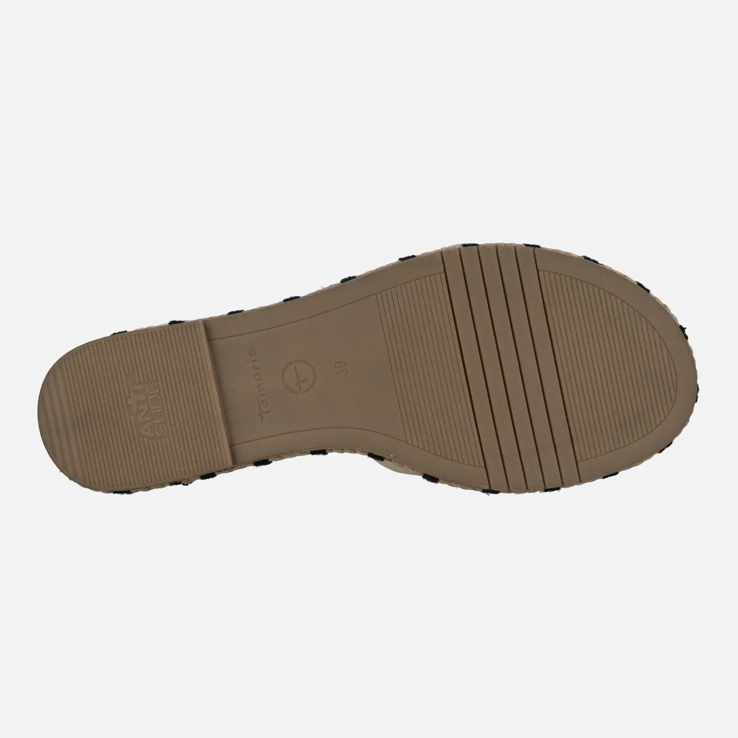 Sandalias de piel con hebilla y piso de rafia