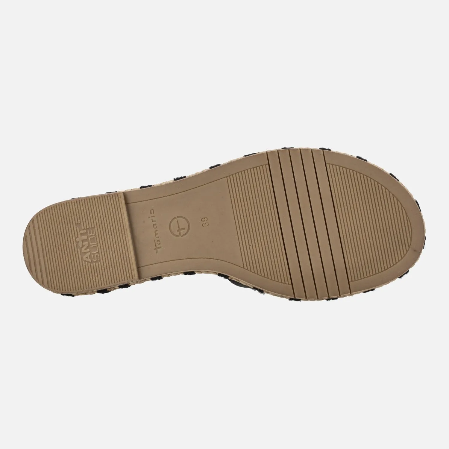 Sandalias de piel con hebilla y piso de rafia
