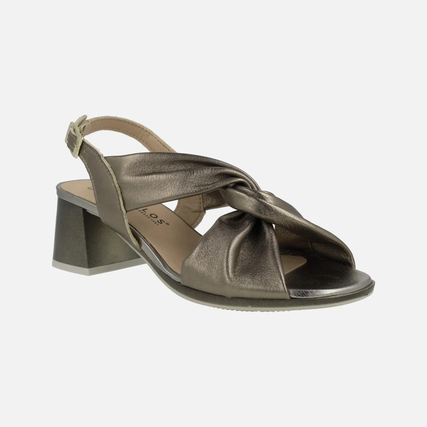 Sandalias de piel con nudo al empeine y tacones de 6 cms