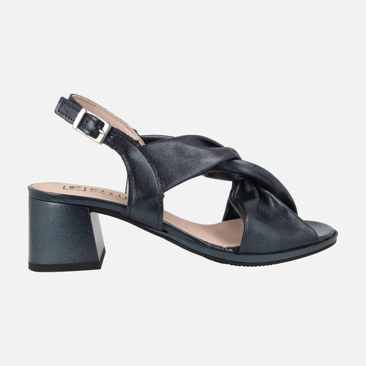 Sandalias de piel con nudo al empeine y tacones de 6 cms
