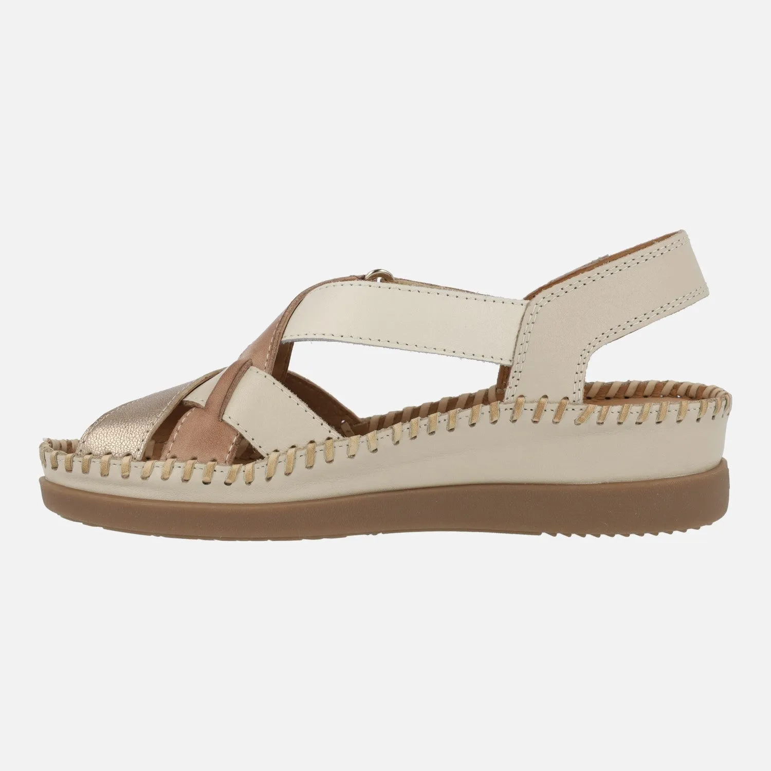SANDALIAS DE PIEL CON TIRAS COMBINADAS CADAQUES W8K0741C2 MARFIL