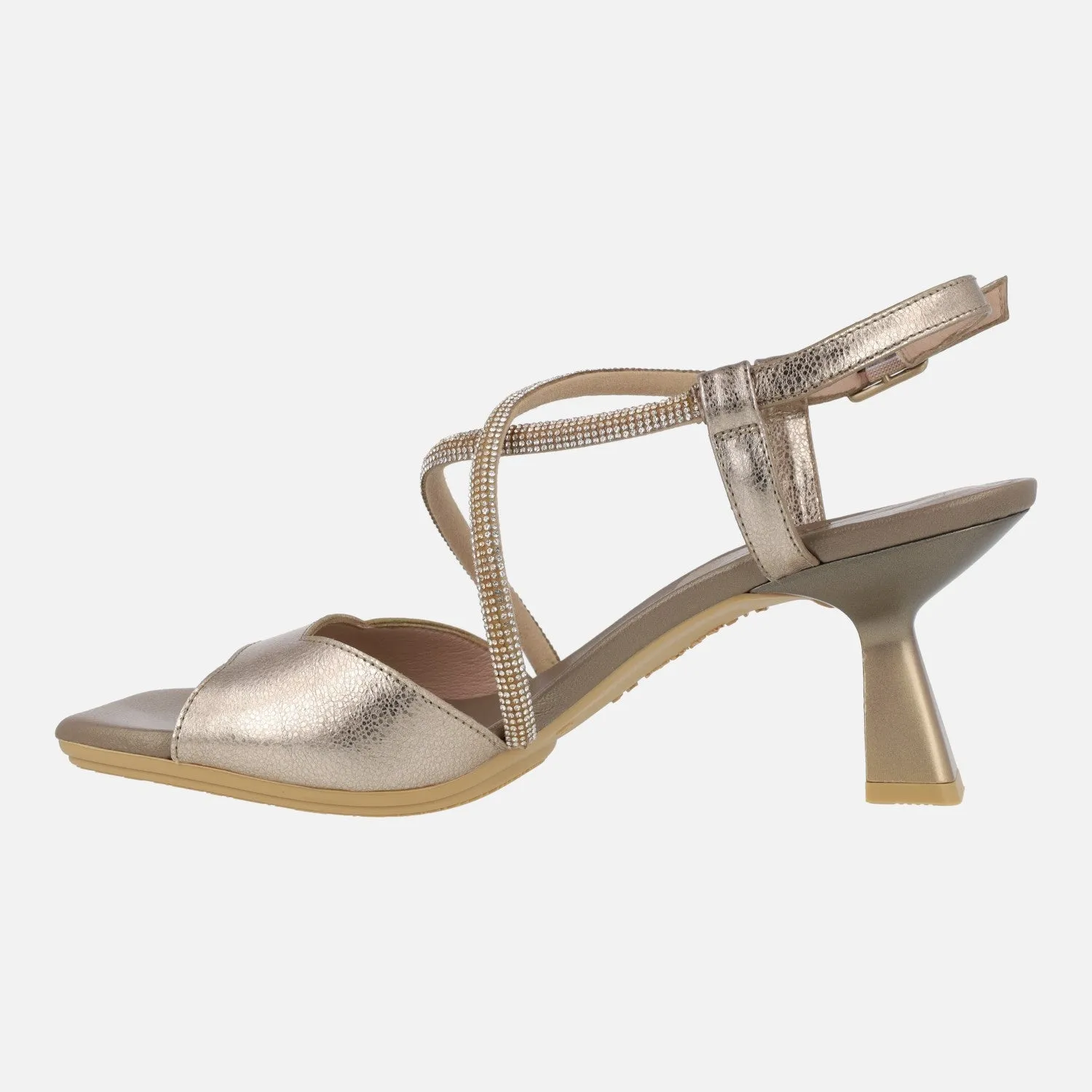 Sandalias de piel con tiras cruzadas de strass