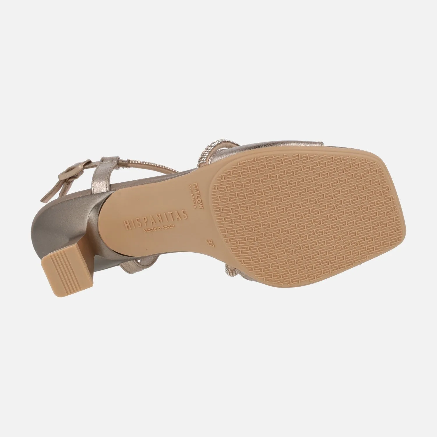 Sandalias de piel con tiras cruzadas de strass
