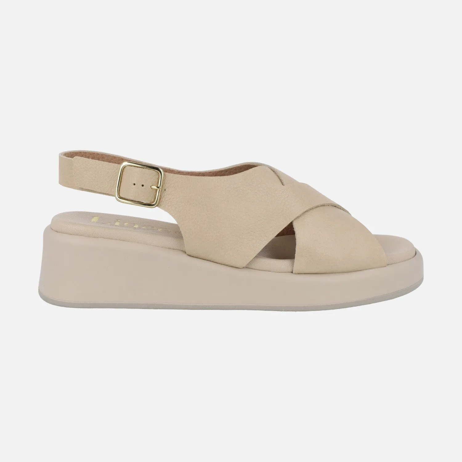 Sandalias de piel con tiras cruzadas y cierre de hebilla