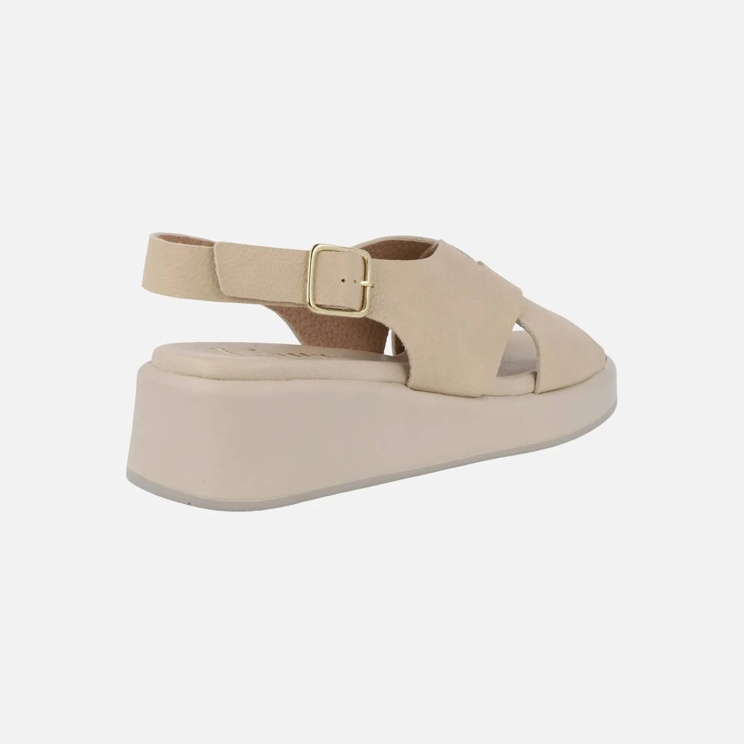 Sandalias de piel con tiras cruzadas y cierre de hebilla