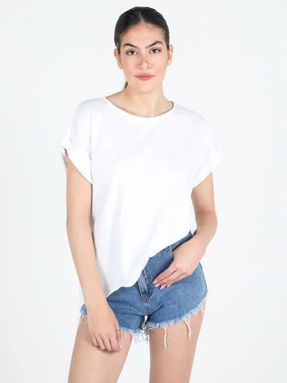 Solada Camiseta de mujer de manga corta con botones en la espalda