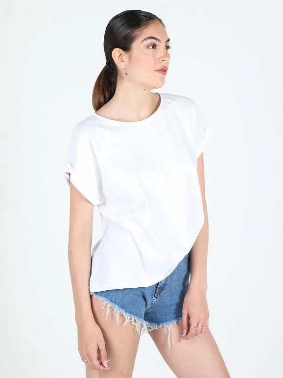 Solada Camiseta de mujer de manga corta con botones en la espalda