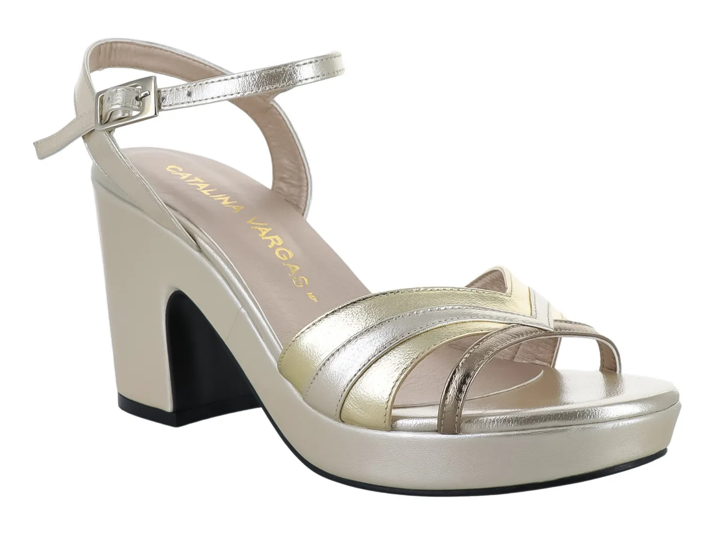 Tacones Catalina Vargas 1318 Plata/dorado Para Mujer